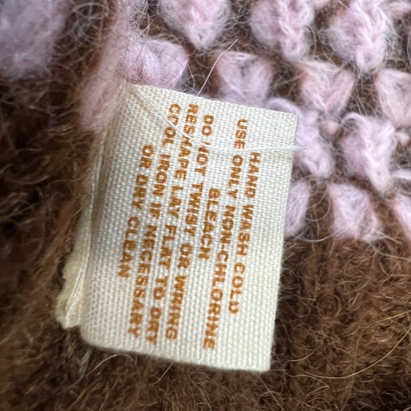 Free People Button Front Cardigan Sweater Brown/Pink XS Alpaca Long Sleeves - Picture 10 of 14